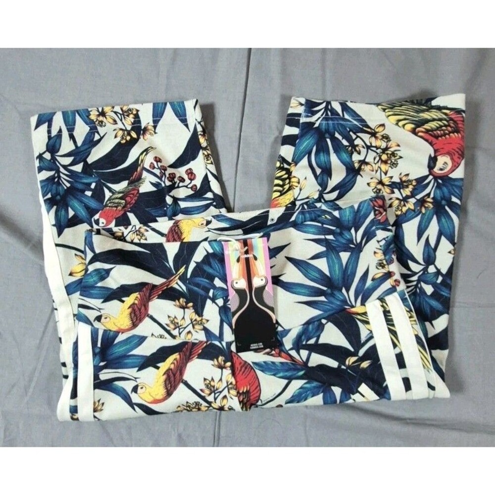 NWT Adidas Farm Rio Biker Shorts Womens Size Small Tropical Floral 3 Stripe
